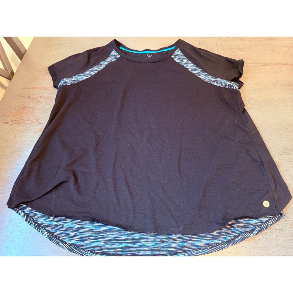 Livi Active Lane Bryant Black Blue Space Dye High Low Athletic Top 18/20 Plus
